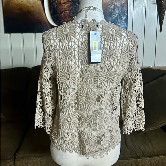 Jones New York • Small/Medium • Brown/Tan • Floral • Crochet • Cardigan Top •New - Picture 15 of 15